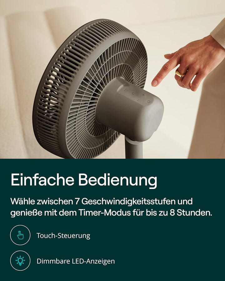 Duux Whisper Essence Standventilator sehr Leise - 120° Oszilation - 7 Geschwindigkeitsstufen - 8-std