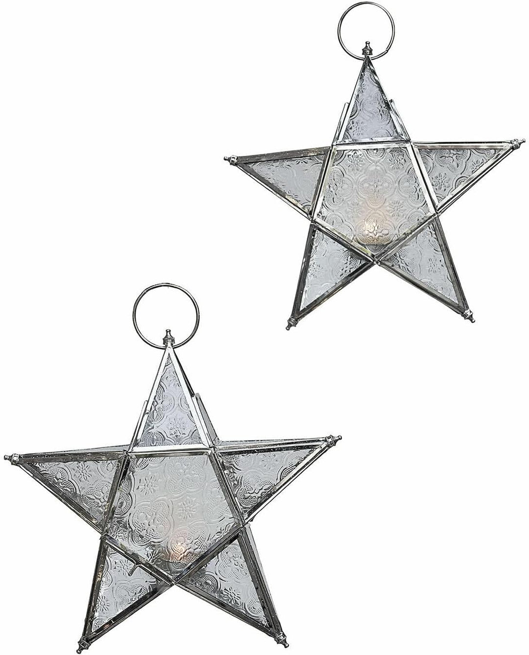 LOBERON® Windlicht 2er Set Kian, Sternenform, für Teelichter, Weihnachtsdekoration, Weihnachten, Mes