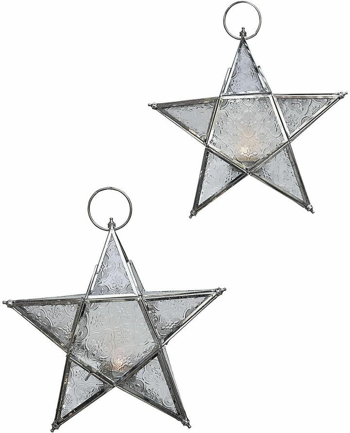 LOBERON® Windlicht 2er Set Kian, Sternenform, für Teelichter, Weihnachtsdekoration, Weihnachten, Mes