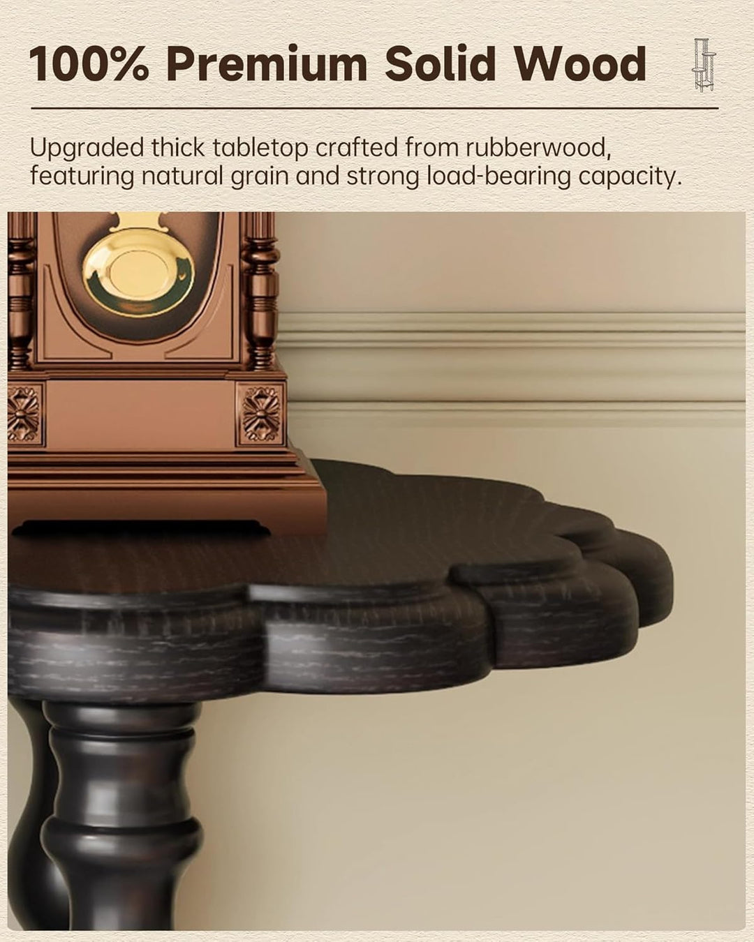 Vintage Eckregal mit 4 Ebenen, Massives Holz Standregal Lagerregal mit Eleganten Spindelbeinen, Büch