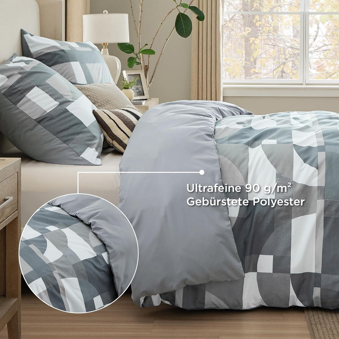 BEDSURE Bettwäsche 135x200 4teilig Bettbezug - Bettwäsche-Sets 135 x 200 cm 2er Set mit 2 Kissenbezü