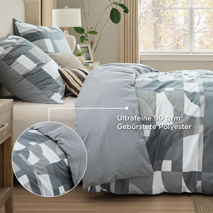 BEDSURE Bettwäsche 135x200 4teilig Bettbezug - Bettwäsche-Sets 135 x 200 cm 2er Set mit 2 Kissenbezü