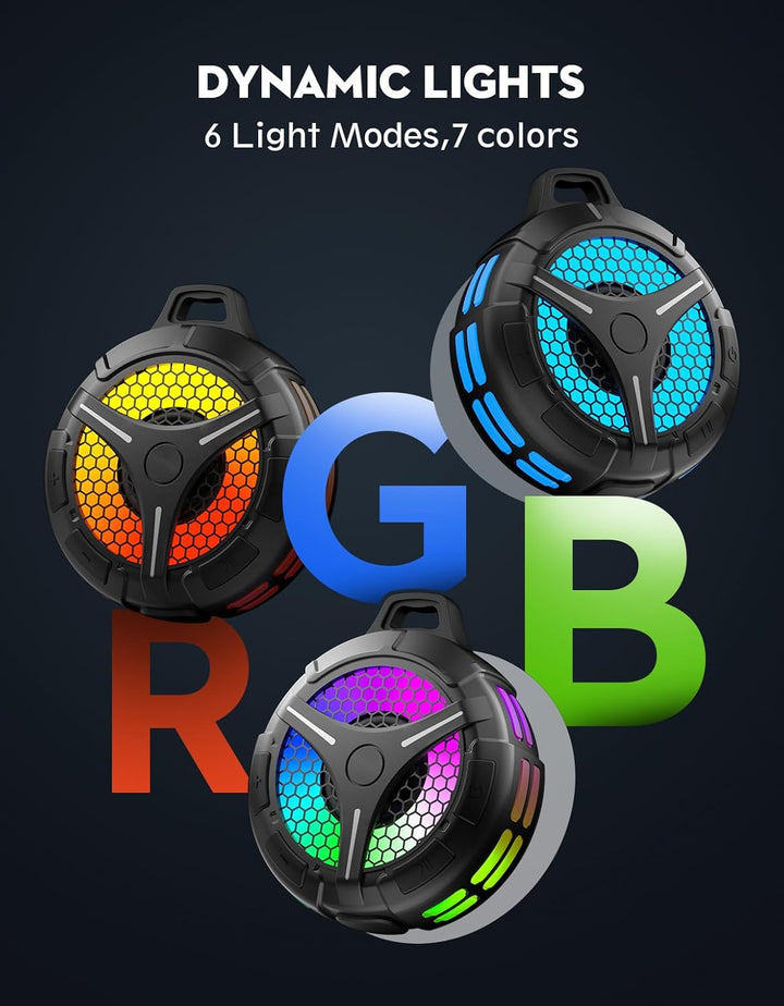Ortizan Dusche Bluetooth Lautsprecher, Musikbox Bluetooth 5.3 Dusche, IPX7 Wasserdicht 6 RGB Licht 2