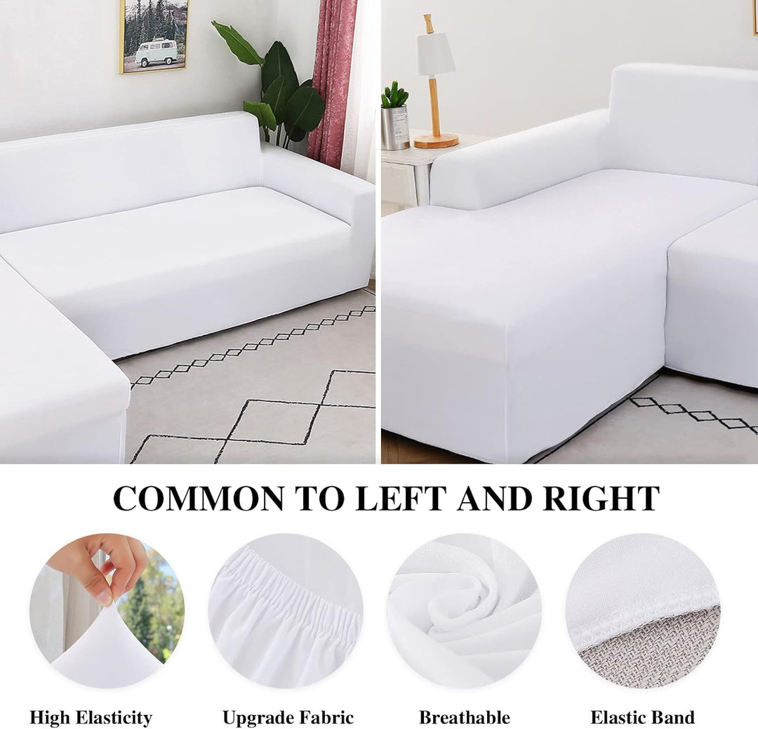 Jaotto Sofa Überwürfe Sofabezug Elastische Spandex Stretch Sofabezüge Couchbezug für L-Form Sofa Uni
