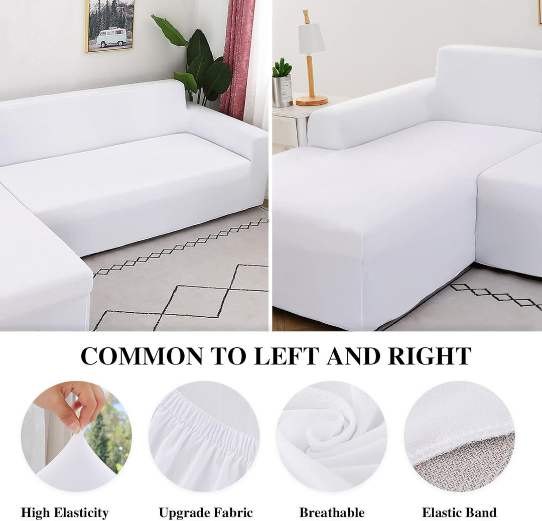 Jaotto Sofa Überwürfe Sofabezug Elastische Spandex Stretch Sofabezüge Couchbezug für L-Form Sofa Uni
