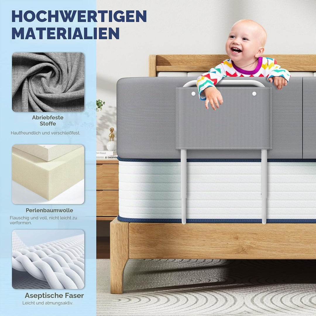 Kidsgigglz Bettgitter 100cm，Bettschutzgitter für Kinder，Rausfallschutz Bett，Baby Bettschutzgitter，Hö