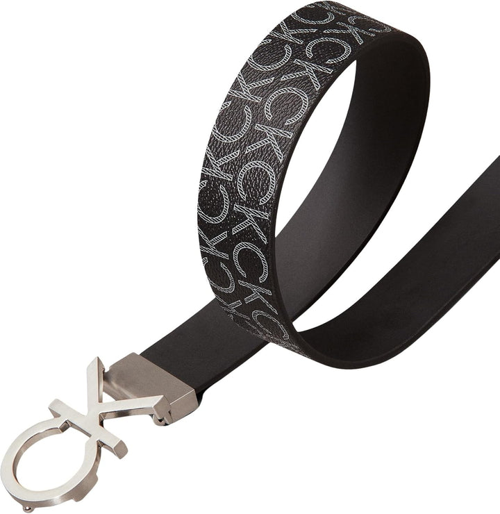 Calvin Klein Herren Gürtel Ck Rev.Adj. New Mono Belt 3.5 cm Kunstledergürtel, Schwarz (Black Monogra