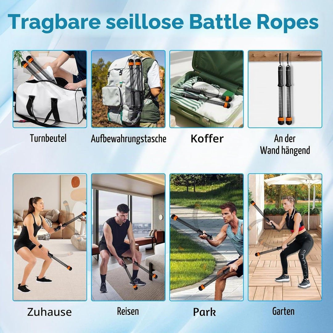 TOGETDREAM Ropeless Battle Ropes, Einstellbar Seillose Kampfseile Tragbare Gewichtete Seile Ohne Sei