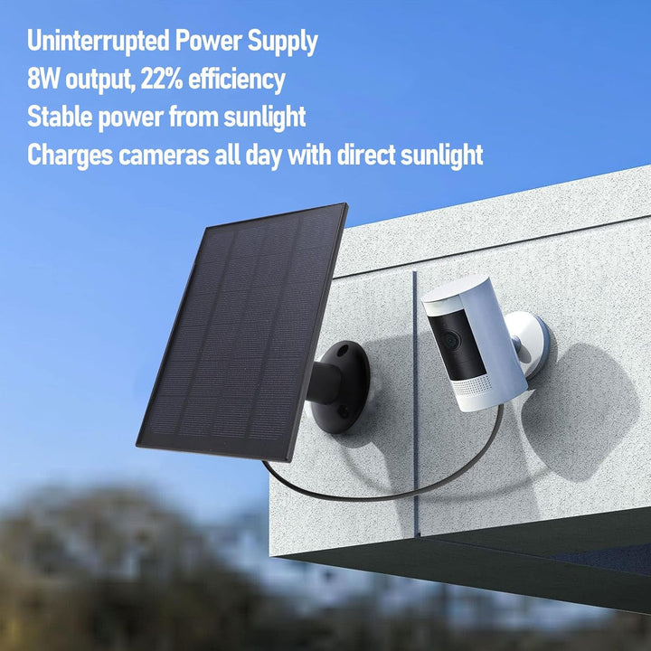 8W Solarpanel -Ladegerät für Überwachungskameras Im Freien mit Micro USB & USB C -Anschluss für Ring