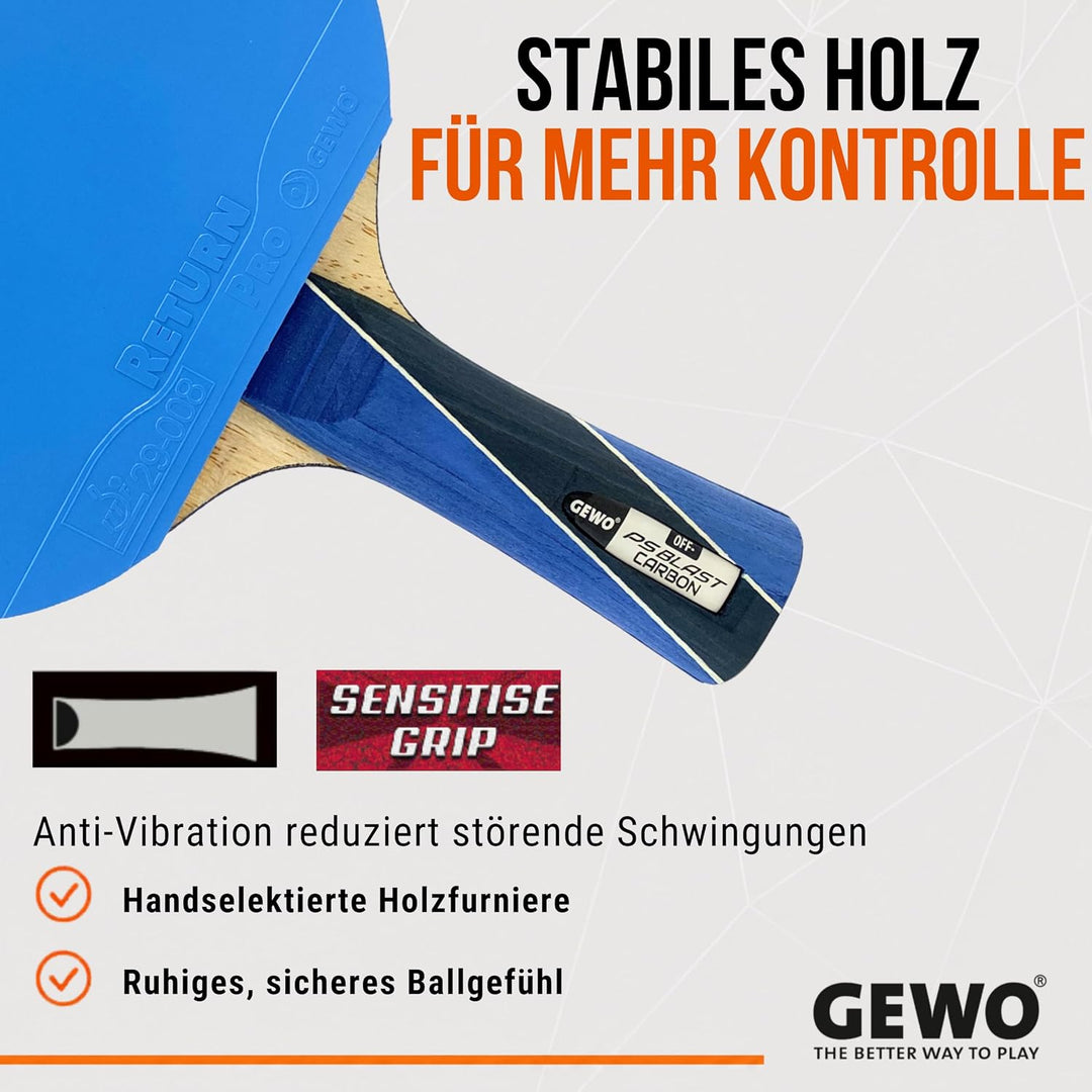 GEWO PS Blast Carbon Tischtennisschläger - ITTF genehmigter Profi-Tischtennisschläger, Carbon-Schläg