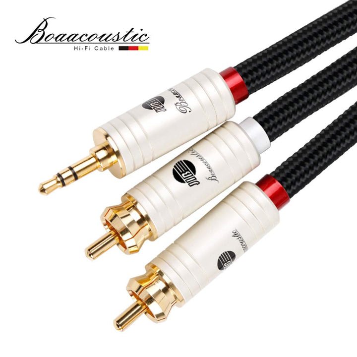 JIB Boaacoustic BlackBerry Cinch auf Klinke 3,5mm Kabel, 4N OFC Hi-Fi-Buchse 3,5 mm auf 2X Cinch-Y-K