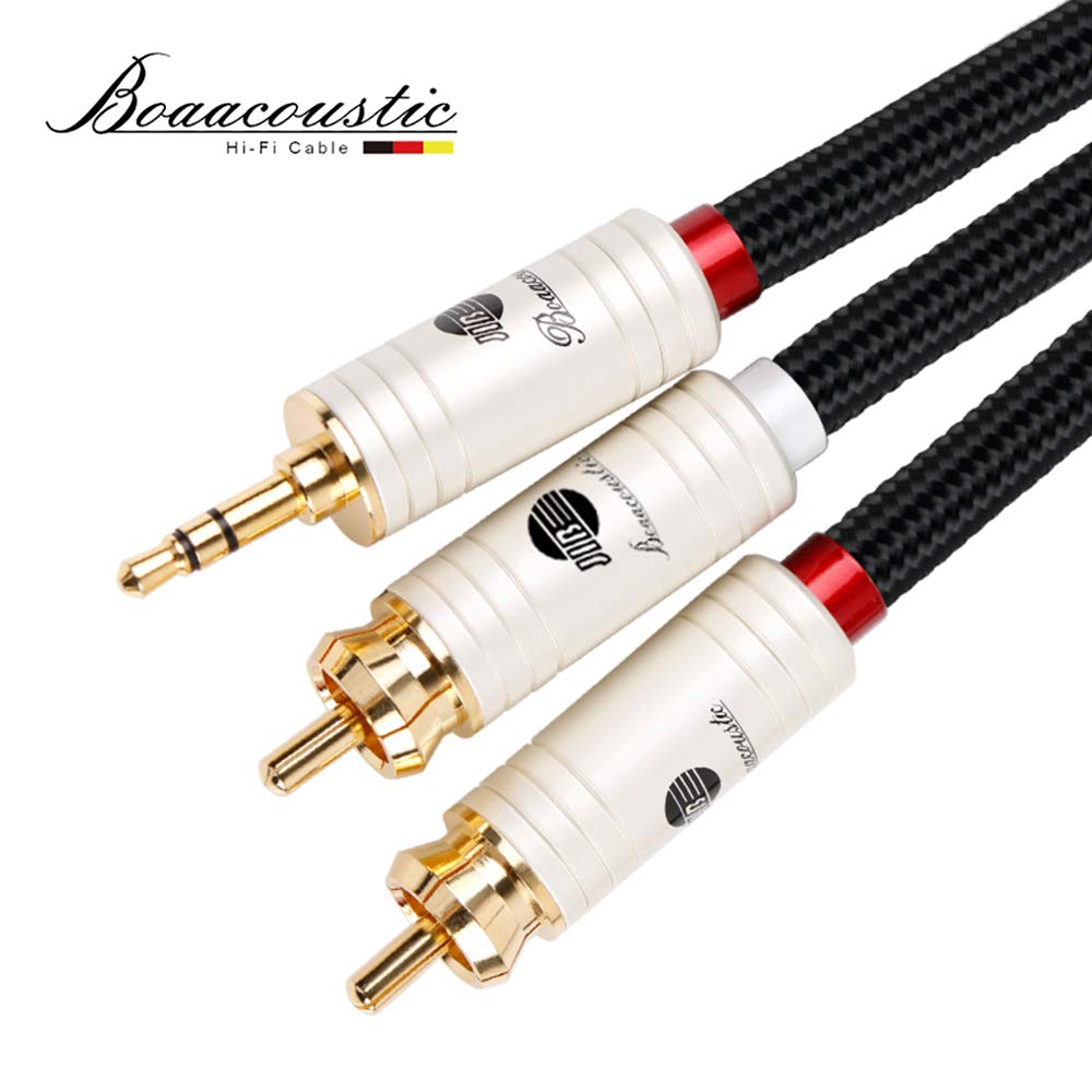 JIB Boaacoustic BlackBerry Cinch auf Klinke 3,5mm Kabel, 4N OFC Hi-Fi-Buchse 3,5 mm auf 2X Cinch-Y-K