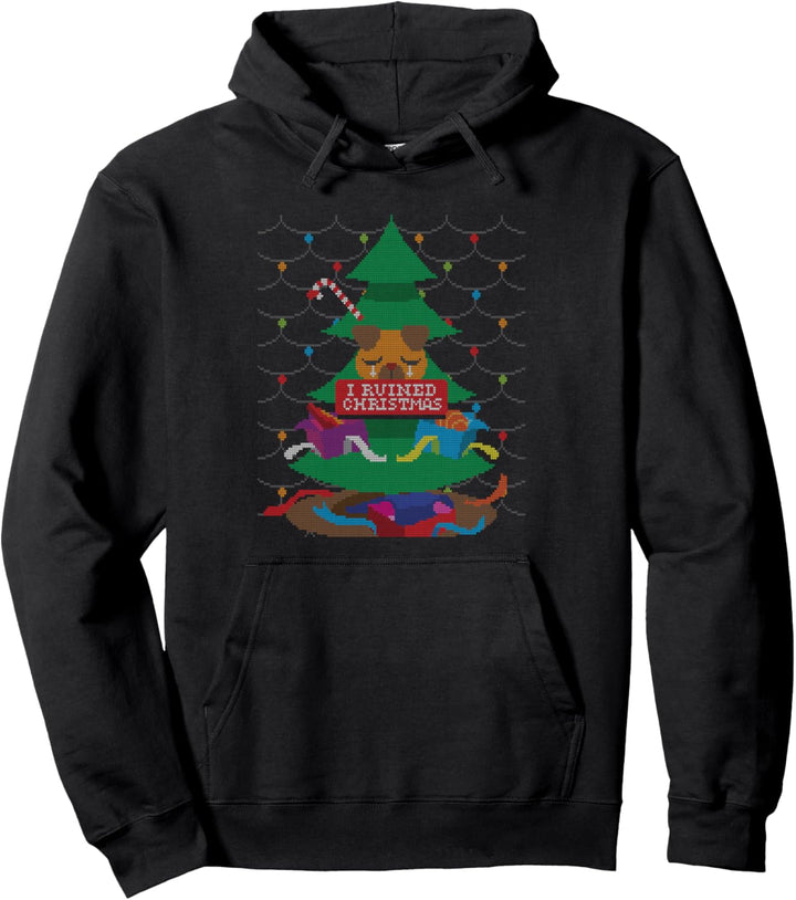 I Ruined Christmas Tree Dog Ugly Christmas Sweater Hund Pullover Hoodie