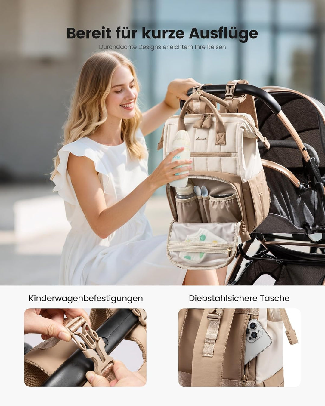 LOVEVOOK Wickelrucksack Gross, Baby Wickeltasche Rucksack Diaper Bag mit Wickelunterlage, Wasserabwe