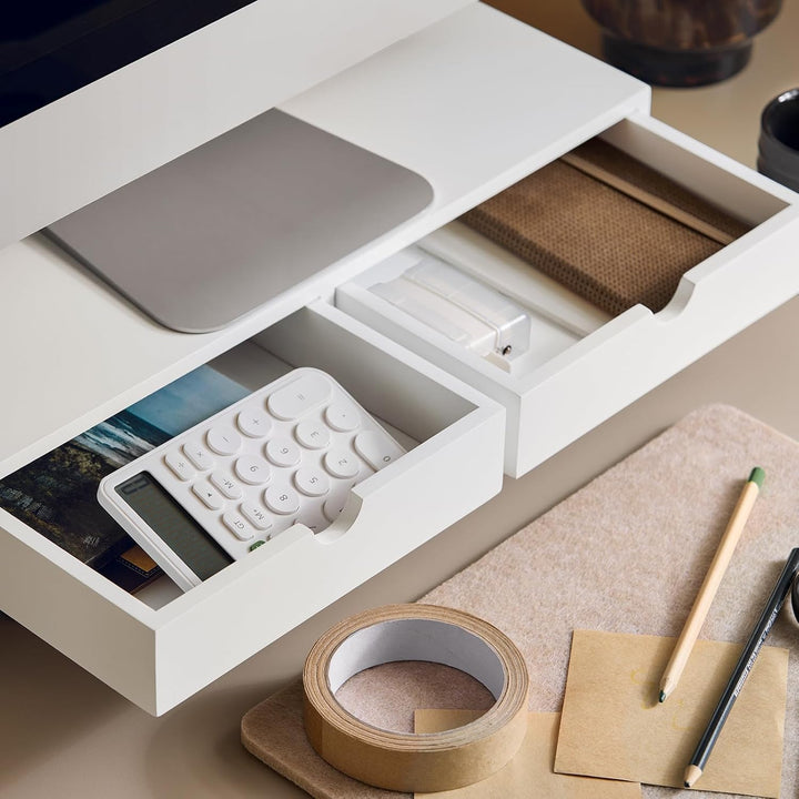 SoBuy Schreibtisch Organizer, Monitorständer mit 2 Schubladen, Monitorerhöhung für Schreibtisch, Mon