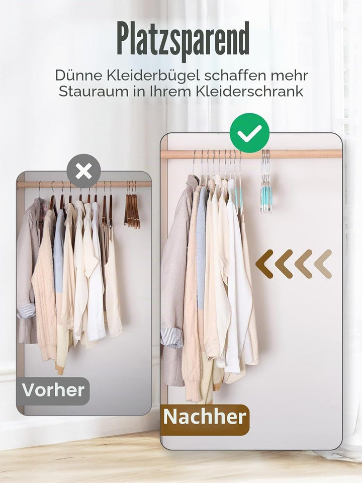 HOUSE DAY 50 Stück Kleiderbügel Kunststoff - Plastik Nass und Trocken Rutschfester Kleiderbügel Plat