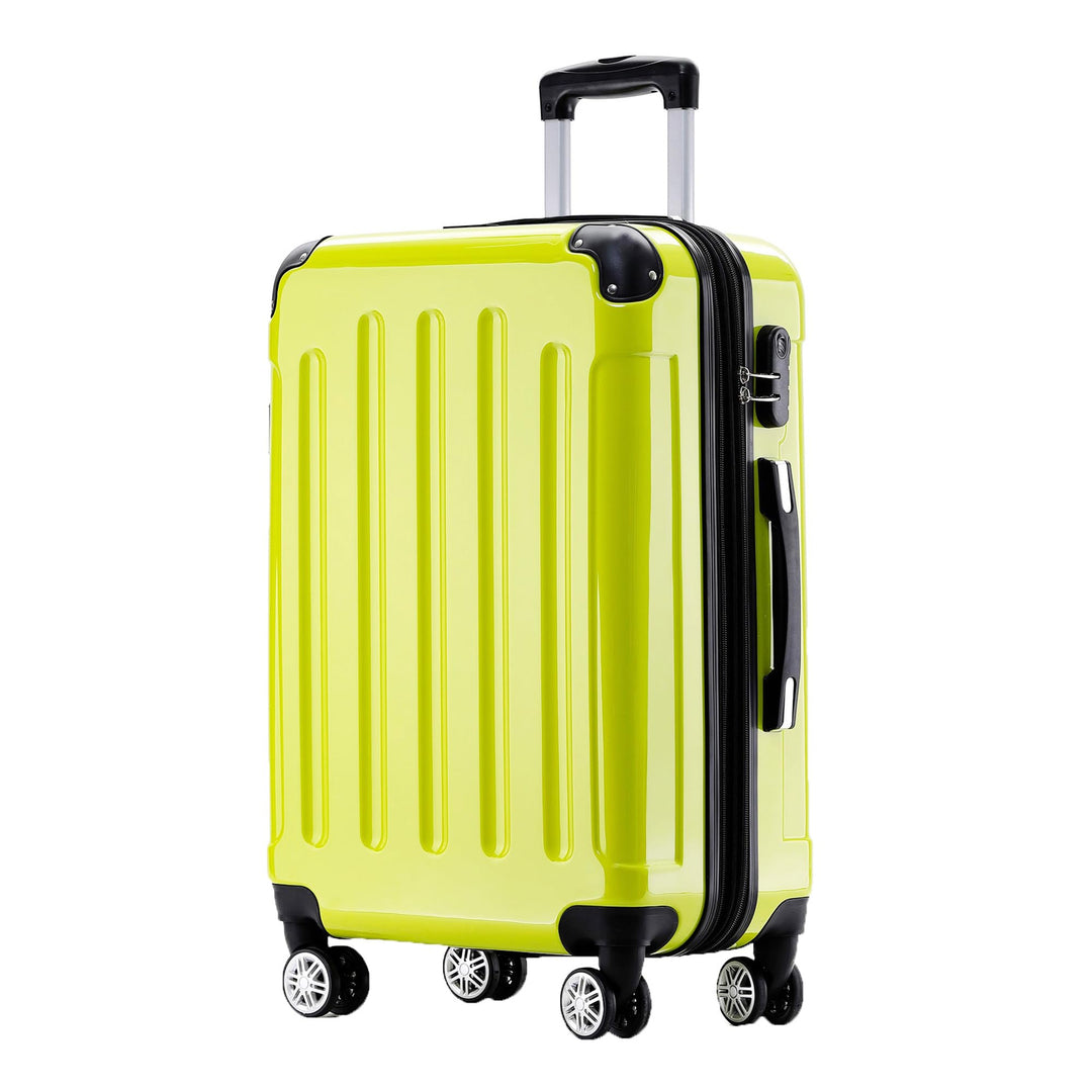 BEIBYE Hartschalen Koffer Trolley Rollkoffer Reisekoffer 4 Zwillingsrollen Polycabonat (Grün, 66cm -