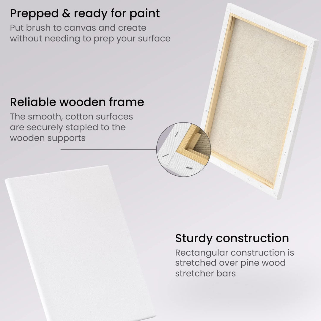 Arteza Premium Leinwand Keilrahmen, 28 x 35.6 cm, 8 bespannte Keilrahmen, 100% Baumwolle grundiert m
