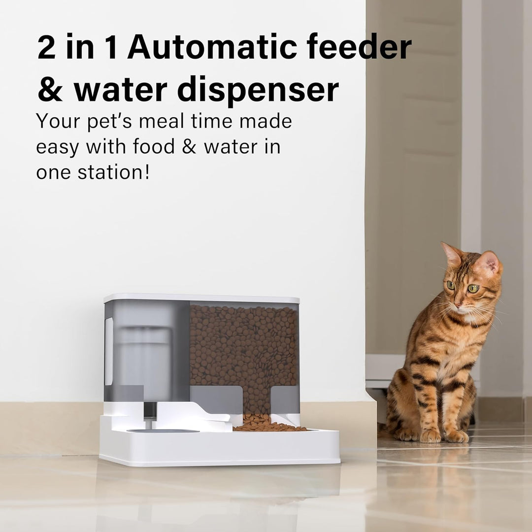 2 in 1 Automatischer Katzen-Futterspender All in One Auto Feeder Futter- und Wasserspender, Haustier