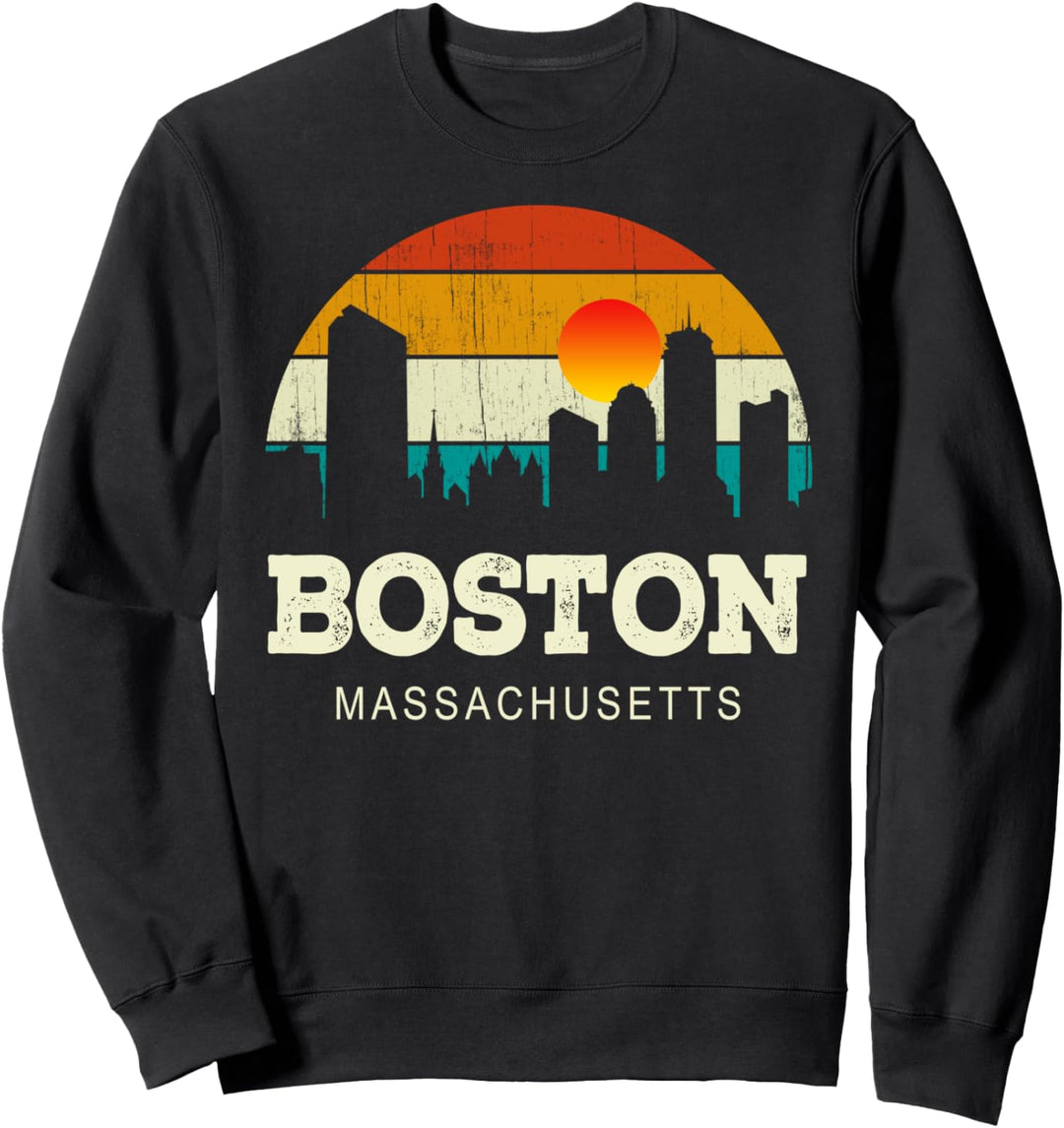 Vintage Retro Style USA Skyline Massachusetts Boston City Sweatshirt