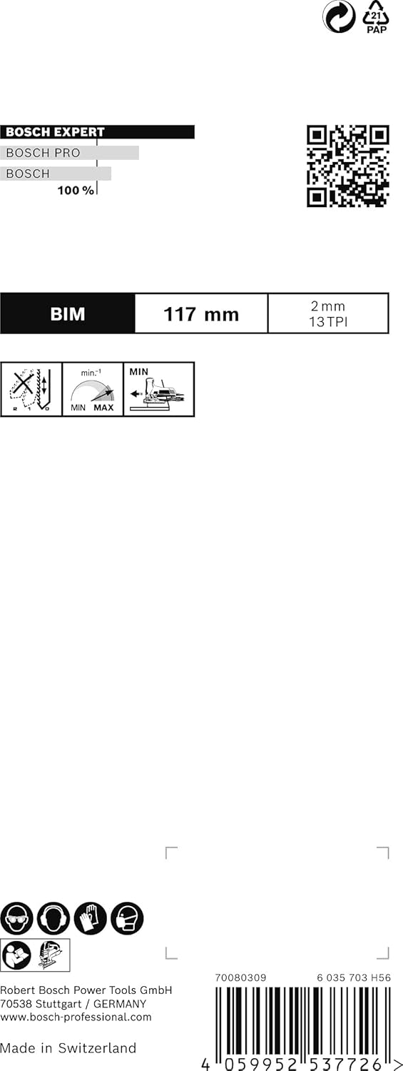 Bosch 5x EXPERT Hardwood 2-side clean T308BFP Stichsägeblatt (für Kunststoffbeschichtete Platten, Kü