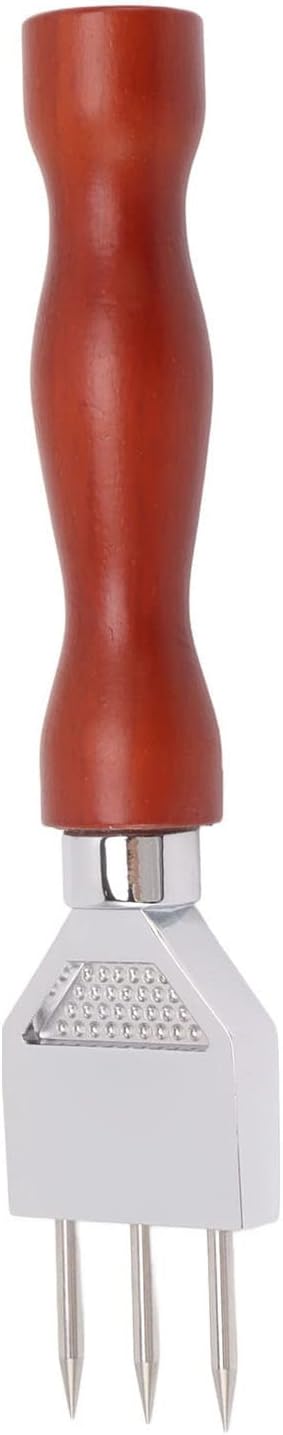 Eispickel mit Drei Zinken, Holzgriff, Eispickel aus Edelstahl 304 mit 3 Zinken, Eispickel, Eisbreche