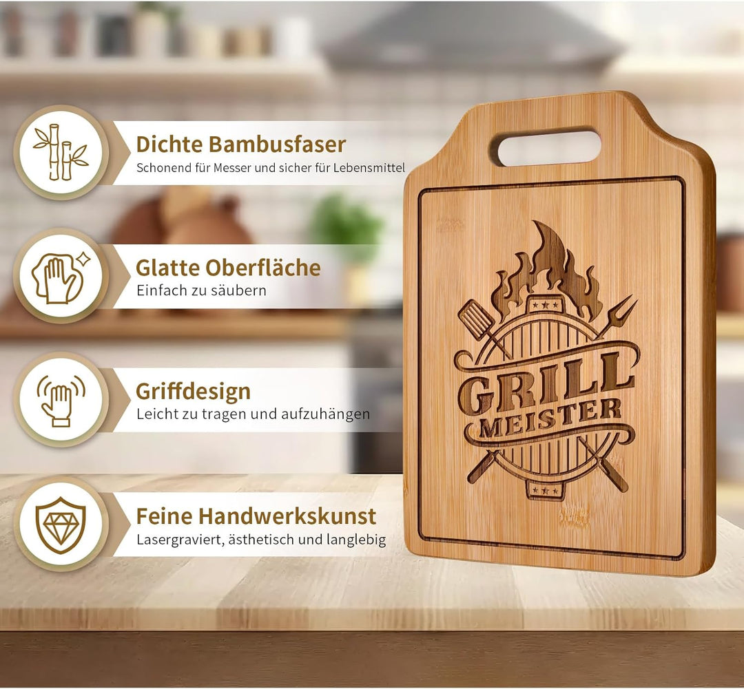Grill Geschenke für Männer - Graviertes Bambus Schneidebrett, Geschenke für Männer Geburtstag Weihna