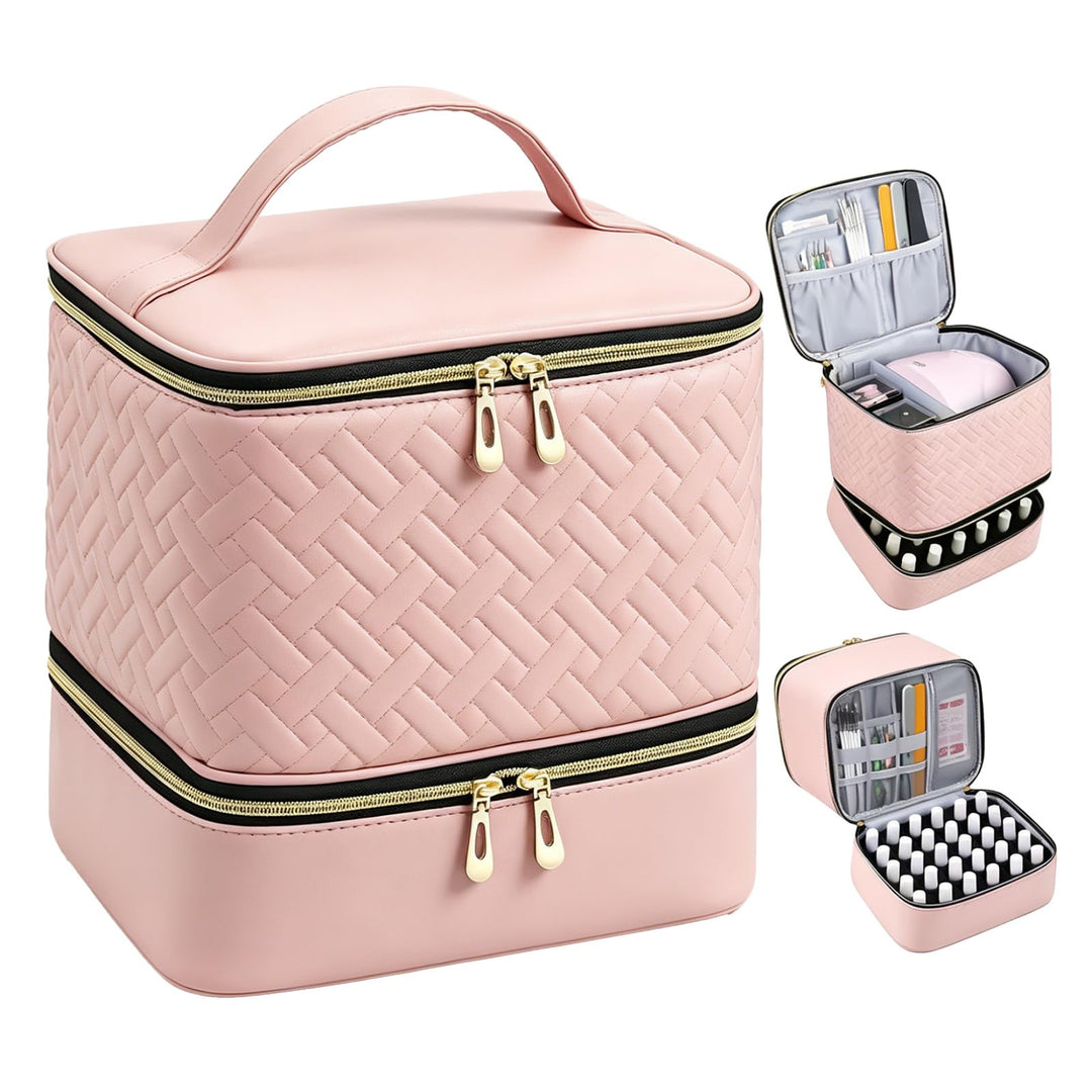 Nagellack Organizer Tasche, Doppelschicht Nagellack Aufbewahrung Box, Grosser Nagelkoffer für Nageld