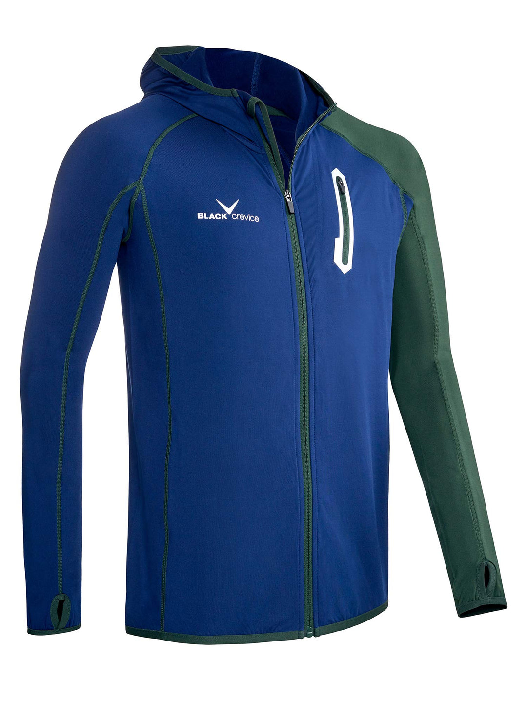 Black Crevice Herren Microfleece Jacke Second Layer Midlayer Kapuze BCR297879 steel blue/forest gree