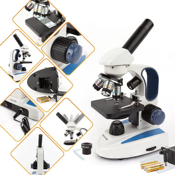 AmScope M158C-E3 Biologie Wissenschaft Metallglas Studentenmikroskop mit 3MP Digitalkamera, 40X-1000