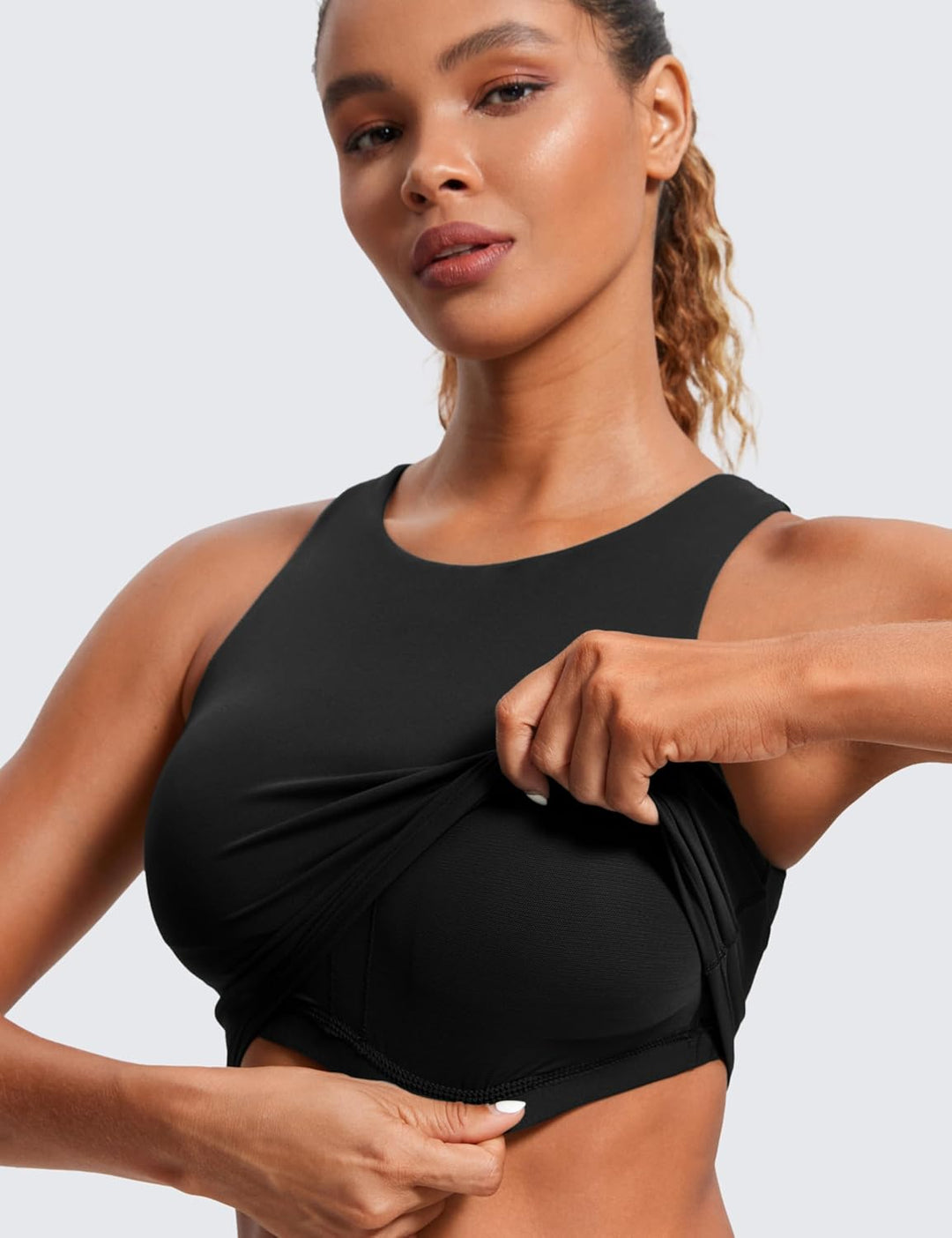 CRZ YOGA Damen Butterluxe Racerback Sport BH Gepolstert Ohne Bügel Crop Tops Longline Yoga Tank Top