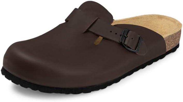 VITAFORM® Clogs für Damen und Herren| Extra-Breiter Hausschuh | Pantolette aus Vollrind-Leder | Arbe