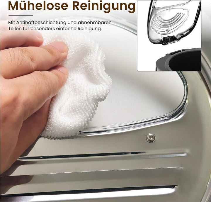 Friteuse mit Fett 2L Edelstahl 1300W Elektrische Kompakte Mini Fritteuse Öl mit Temperaturregelung f