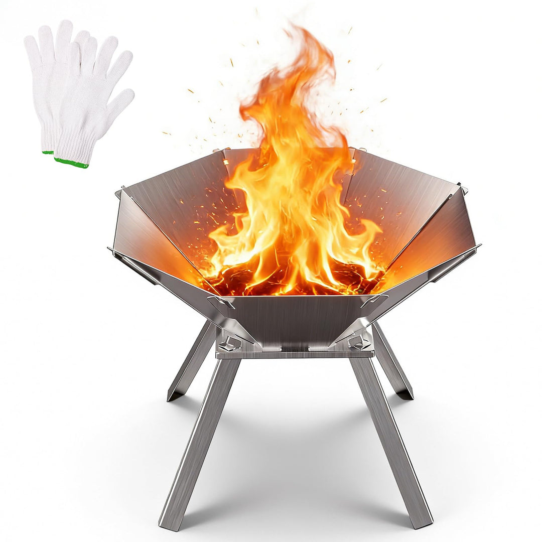 Feuerschale Camping Oktagon, Schnell aufgebaut Feuerschale Edelstahl, Faltbares Feuerstelle perfekt