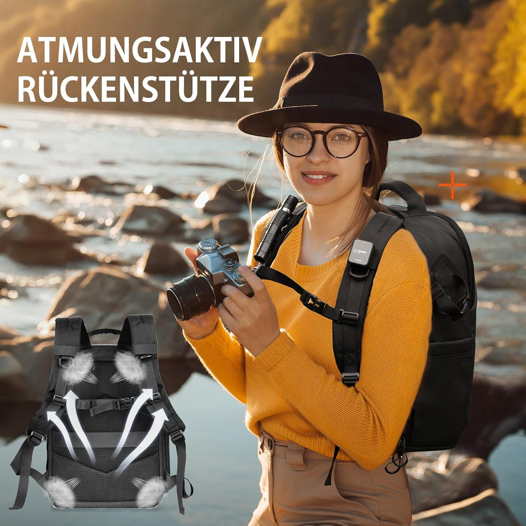 TARION Kamerarucksack Wasserdicht Fotorucksack SLR Kameratasche Kamera Rucksack mit 14 Zoll Laptopfa