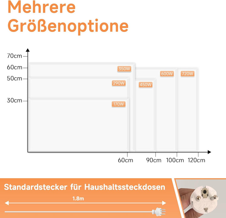 Infrarotheizung Energiesparend Infrarot Wandheizung - 350W Heizung Elektrisch Wandmontage Elektrohei