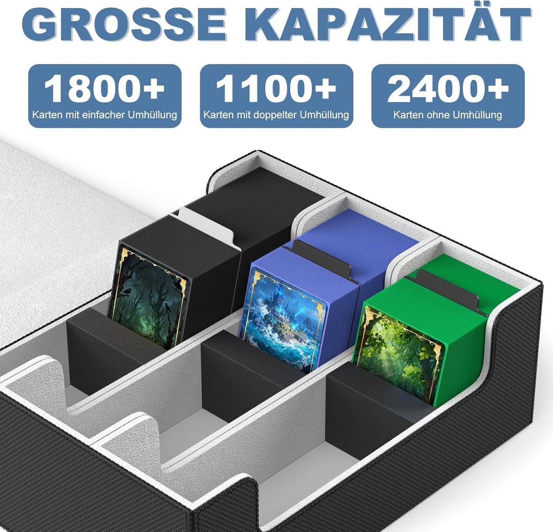 Mlikero Sammelkarten-Aufbewahrungsbox für 1800+ Karten, Magnetische Karten Deck-Box für MTG YuGiOh u