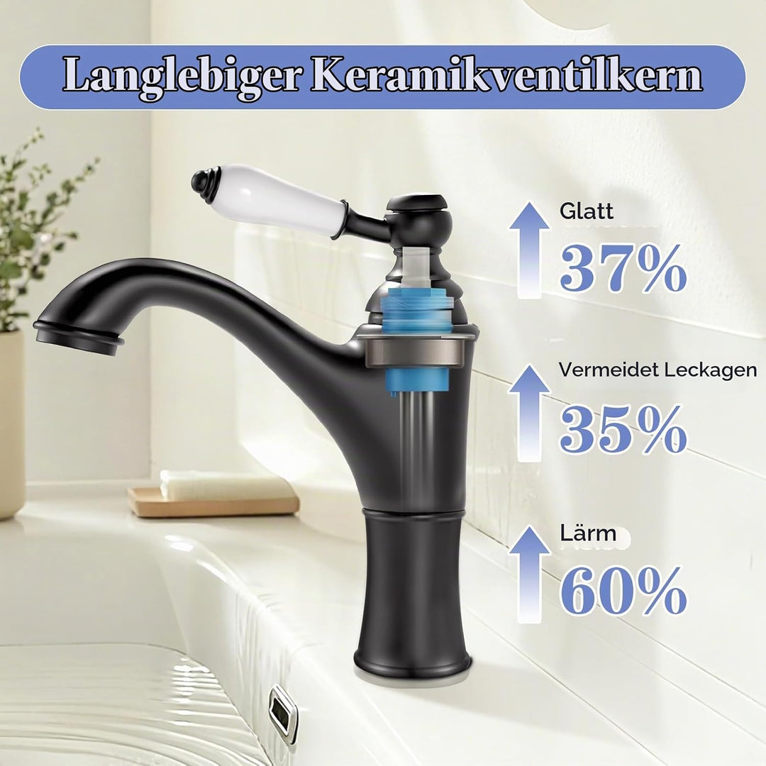 Wasserhahn Bad Dunkelgrau, Waschtischarmatur Mischbatterie Waschbecken Armaturen, Einhebel-Badezimme