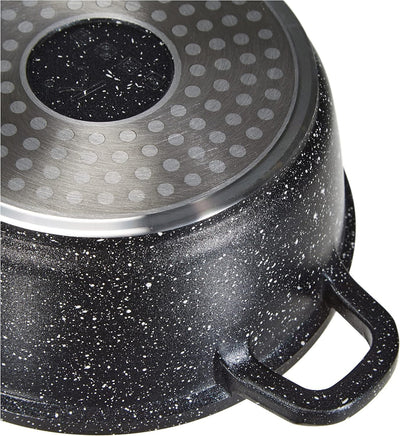 Kamberg – 0008032 – Kochtopf 24 cm – Aluminiumguss – Beschichtung in Steinoptik – Mit Glasdeckel – F