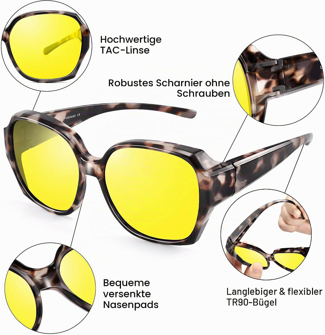URUMQI Nachtsichtbrille für Autofahrer, Nachtfahrbrille Nachtbrille zum Autofahren Damen Herren, Aut