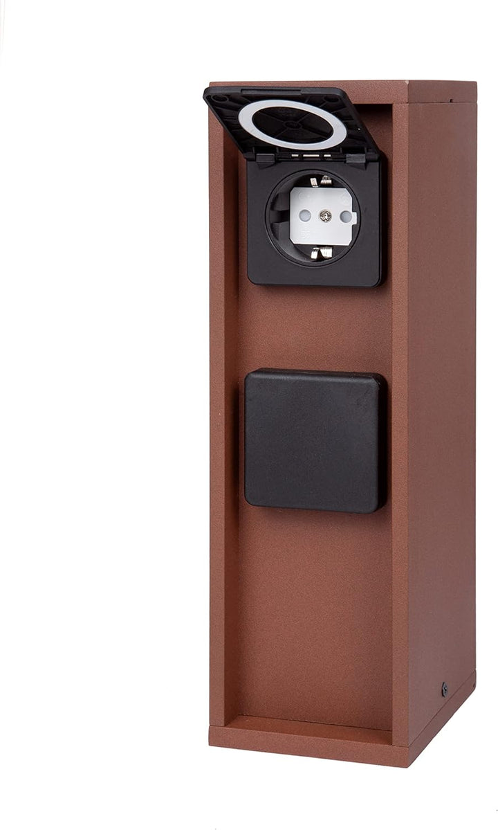 BOLD 19394 Pado Aussen-Steckdose-Garten Steckdosen-Säule mit 4-Fach Stecker in Rost Optik (IP44 Outd