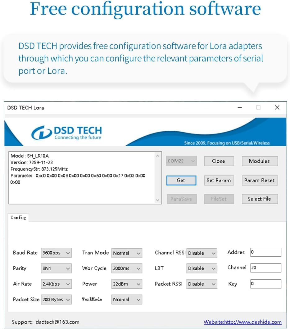 DSD TECH Lora Modul SH-B50L RS485/232 zu Lora Adapter Lorawan Wireless Transceiver