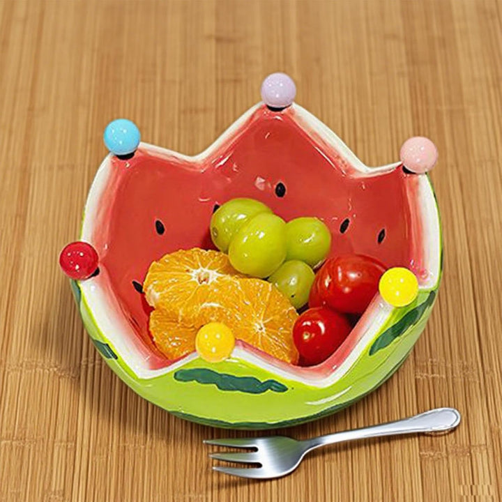 Wassermelon -Obstschale, Wassermelone Rot & grüner Keramik -Tauchschalen, dekorative Obstschale mit
