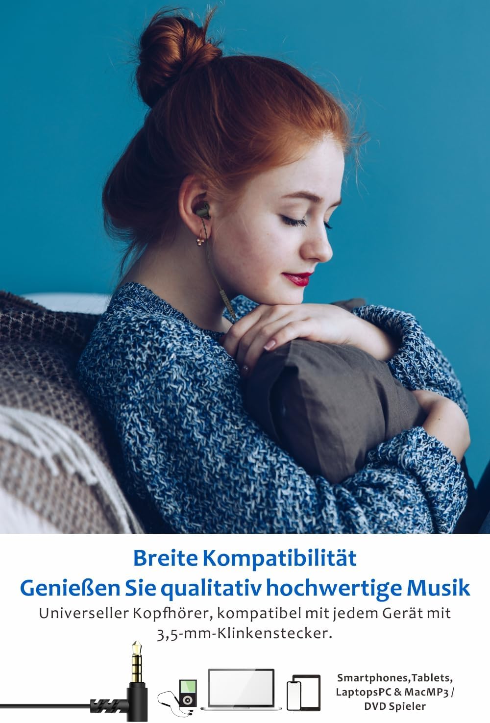 Hearprotek 2 Paar Silikon Schlaf Ohrhörer, Komfortable Anti-Lärm In-Ear Kopfhörer 3,5 mm Stecker mit