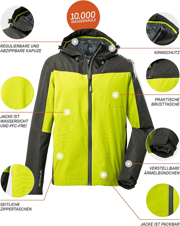 Killtec Herren Kos 6 Mn Jckt Funktionsjacke/Outdoorjacke mit Kapuze, packbar L frühlingsgrün, L früh