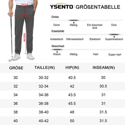 YSENTO Herren Golf Stretchhose Slim-Fit Leichte Elastische Taille Casual Sporthose Golfhose Lang mit