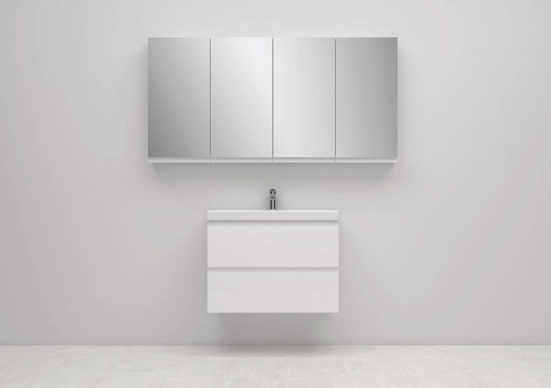 VBChome Kollektion Moduo slim 80cm x 38cm Waschtisch für Unterschrank Einbau Waschbecken mit Überlau
