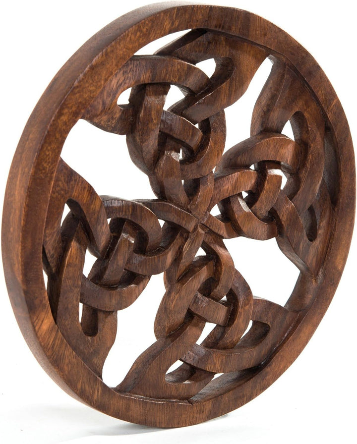 Windalf Keltenkunst Holz Wanddeko KELTISCHES KREUZ Ø 19 cm Wandrelief aus keltischen Unendlichkeitsk