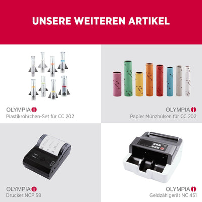 Olympia CC 202 Münzzählmaschine (für Euro-Münzen, LCD-Display, Münzsortierung, Reportfunktion, Elekt