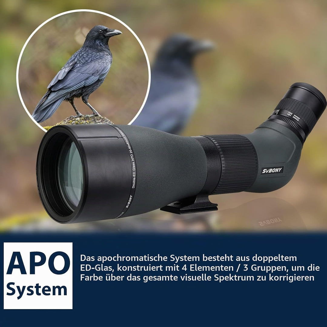 Svbony SA401 APO Spektiv, 20-60x85mm, Doppel-ED-Glas FMC, Präziser Fokus, Wasserdichtes Abgewinkelte